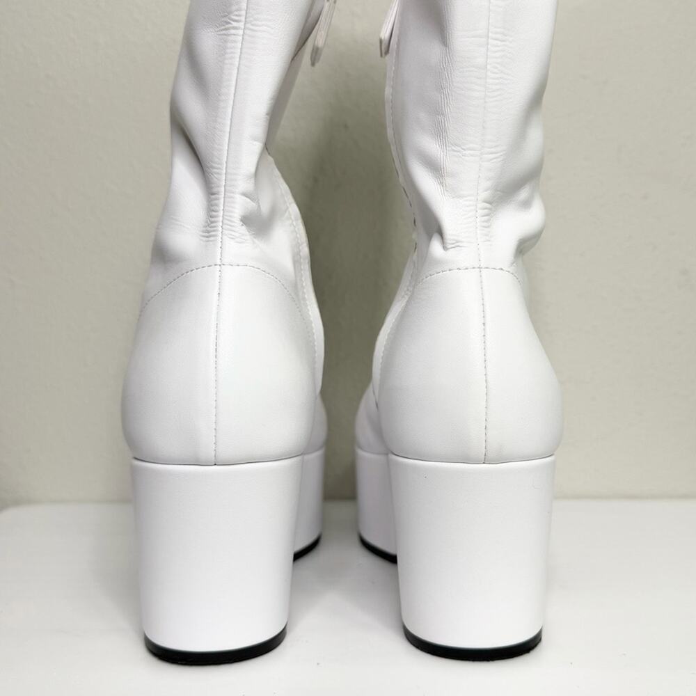 Prada Nappa Tech Triangle Logo White Chunky Platform Block Heel Boots IT Size 38 - Picture 8 of 16
